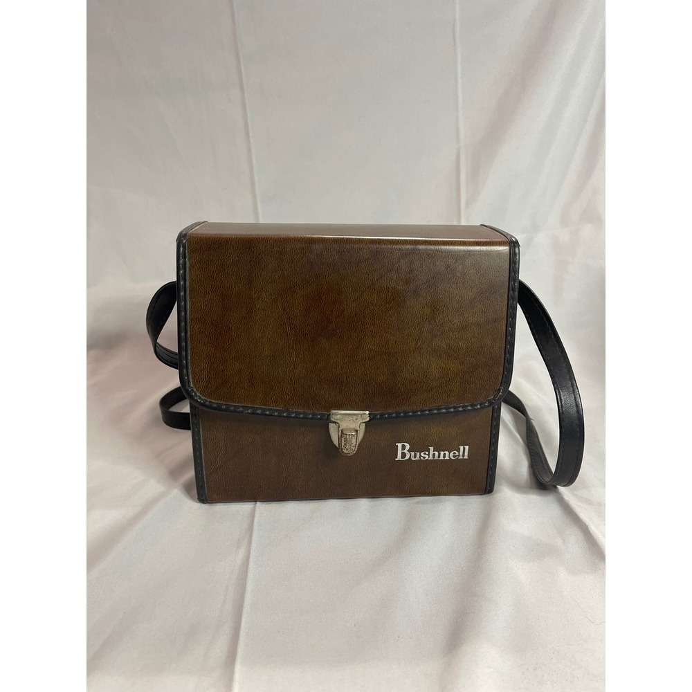Bushnell Vintage Brown Faux Leather Hard Shell Binocular Camera Case Bag Retro